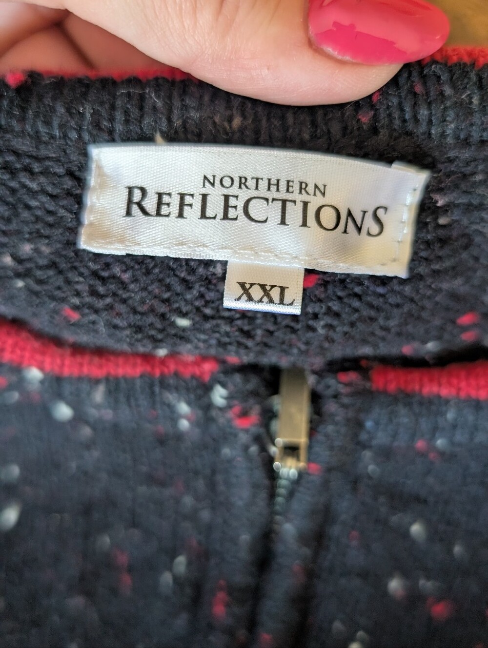 Northern Reflections Black & Red Knit Zip Front Vest w Embroidered Caedinals XXL - Picture 7 of 11